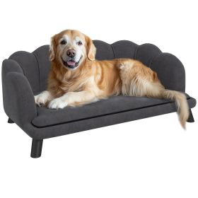 PawHut Comfortable Large Dog Couch Charcoal Gray with Foam Cushioning and Extra Pillow for Medium and Large Dogs