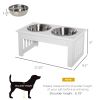 PawHut Wooden Dog Feeding Station with 2 Stainless Steel Bowls and Non-Slip Base Elegant White