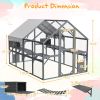 Extra Spacious Catio Outdoor Cat Haven, 110 inch Luxury Cattery with Weather-Resistant Roof, Cat Climbing Ramp, Space Pod Bed, 2 Lounging Huts