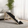 PawHut Dog Ramp Pet Ramp for Bed, Non-Slip Carpet, Top Platform, 74" x 16" x 25", Natural