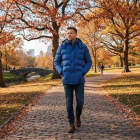 Helios The Heated Coat (Color: Navy-S, size: small)